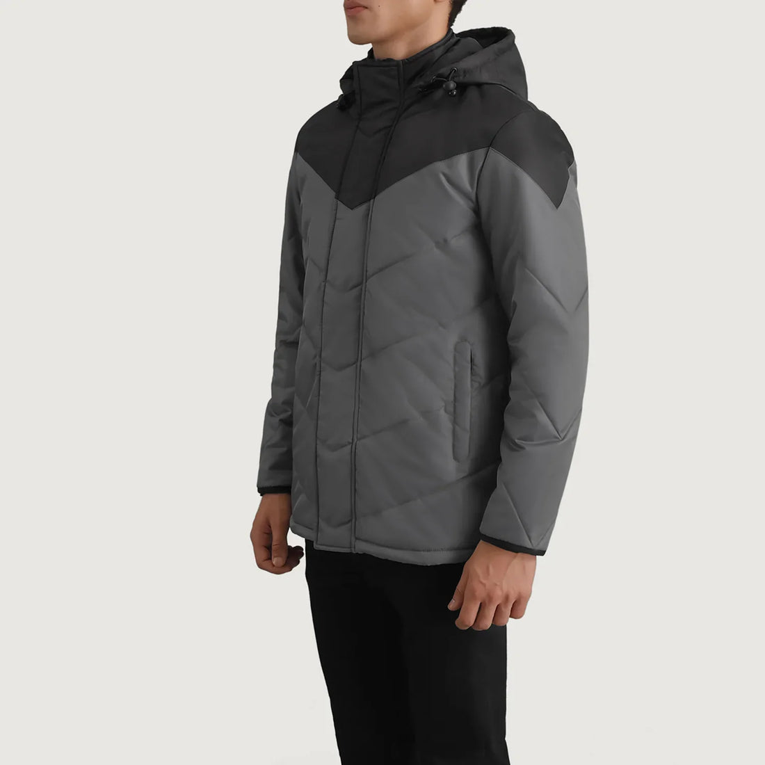 Luka Black & Grey Hooded Puffer Jacket