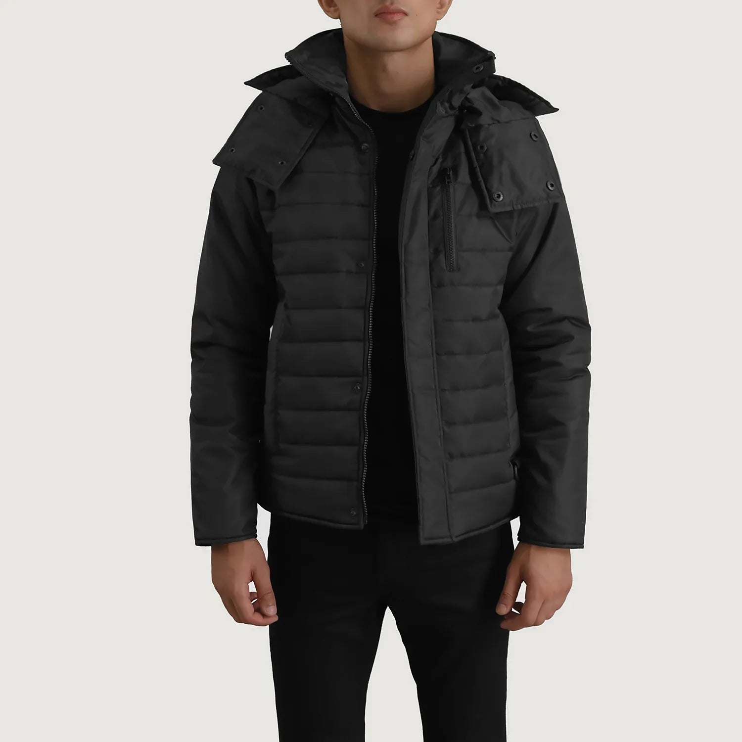Malcolm Black Hooded Puffer Jacket