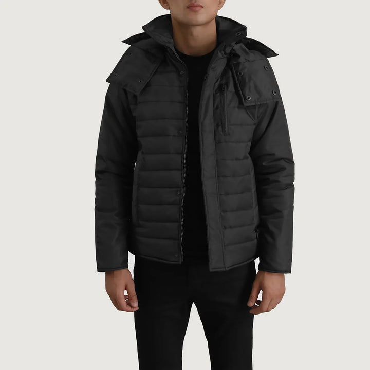 Malcolm Black Hooded Puffer Jacket