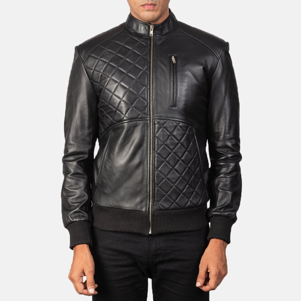 Moda Black Leather Bomber Jacket