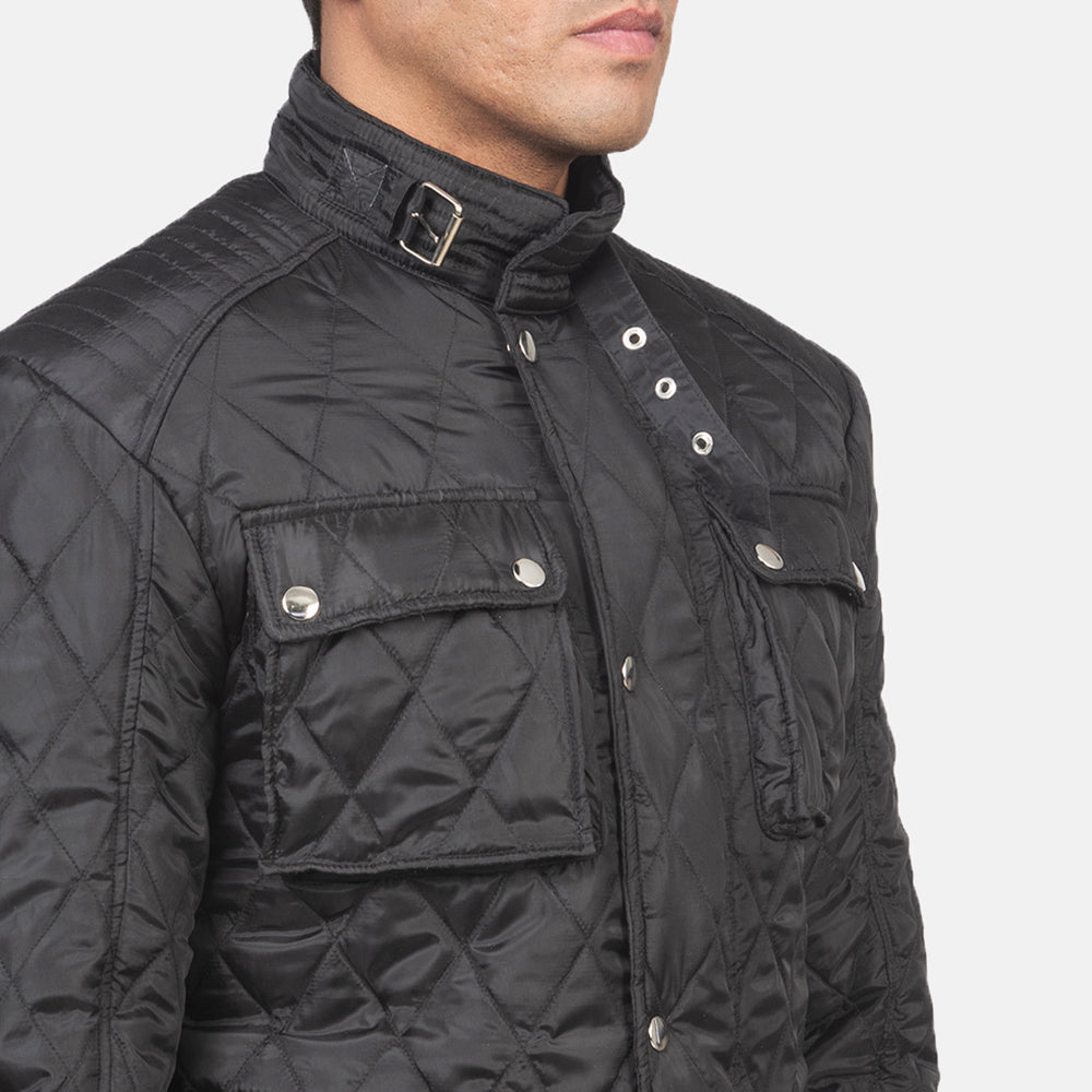 Nelson Quilted Black Windbreaker Jacket