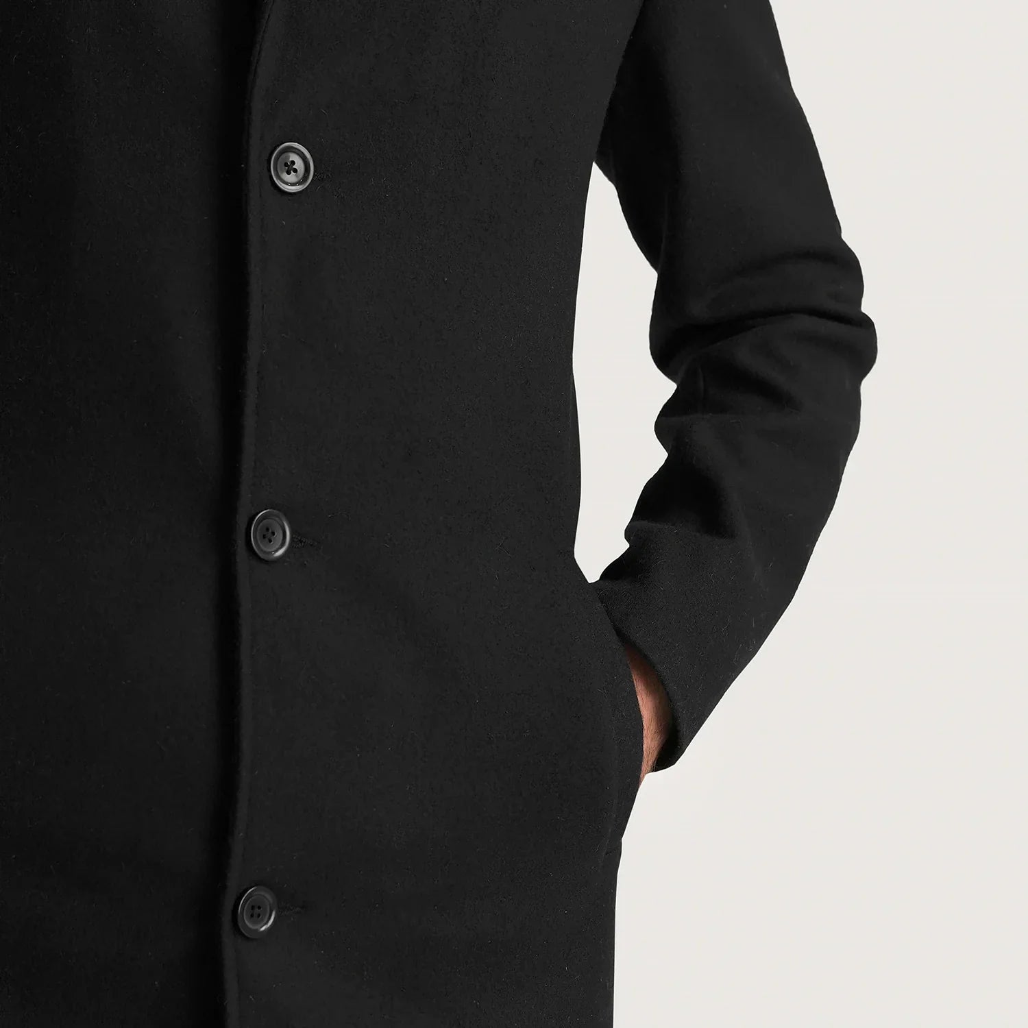 Petrillo Black Wool Single Breasted Coat