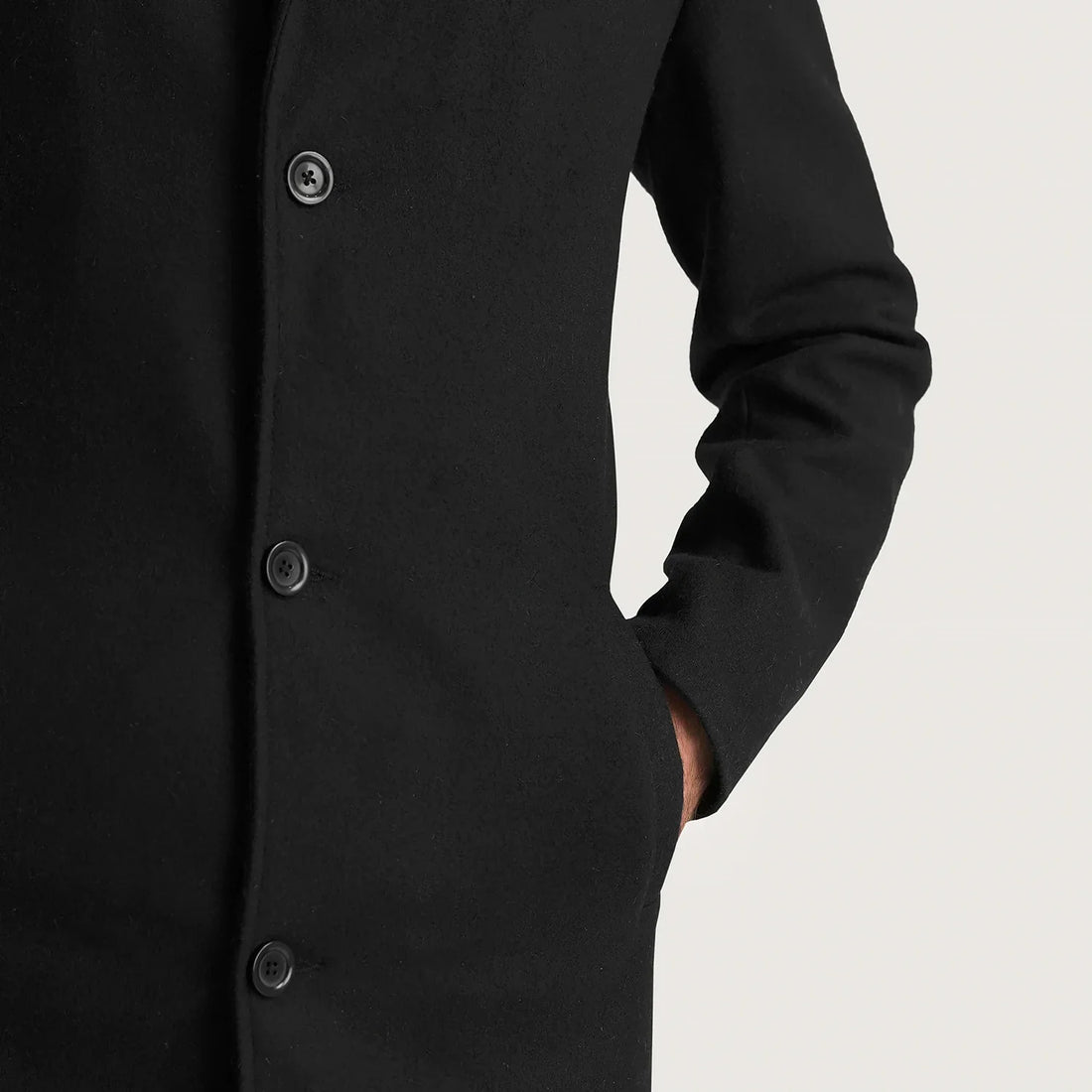 Petrillo Black Wool Single Breasted Coat