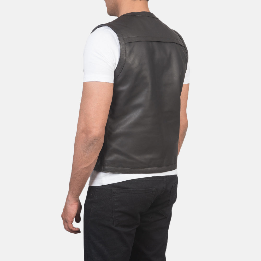 Safari Black Leather Vest
