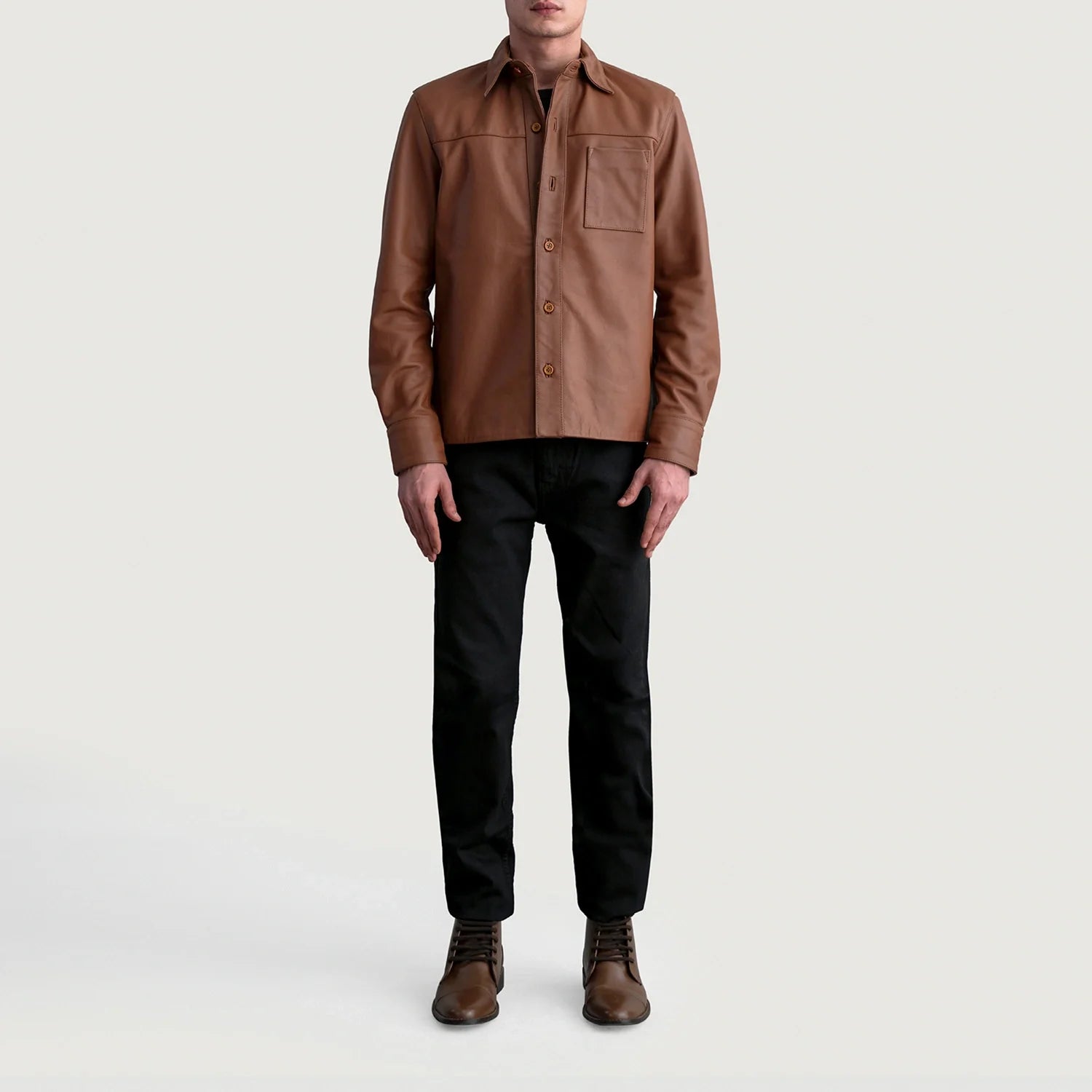 Scout Matte Brown Leather Shirt