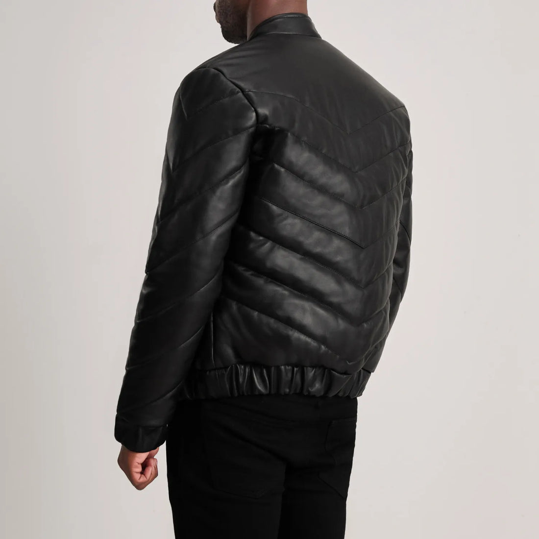 Travis Black Leather Puffer Jacket