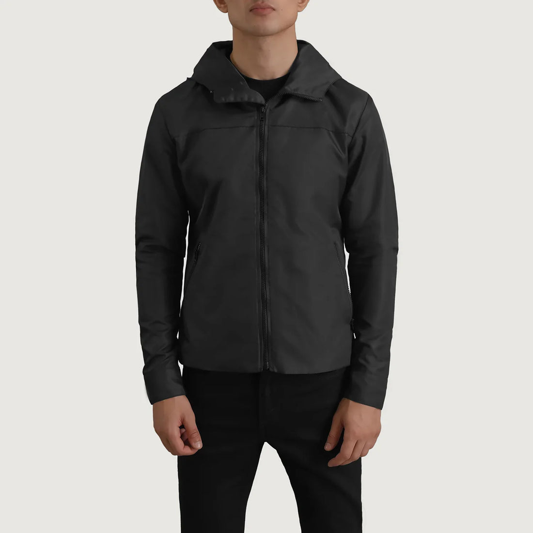 Wesley Black Hooded Windbreaker Jacket