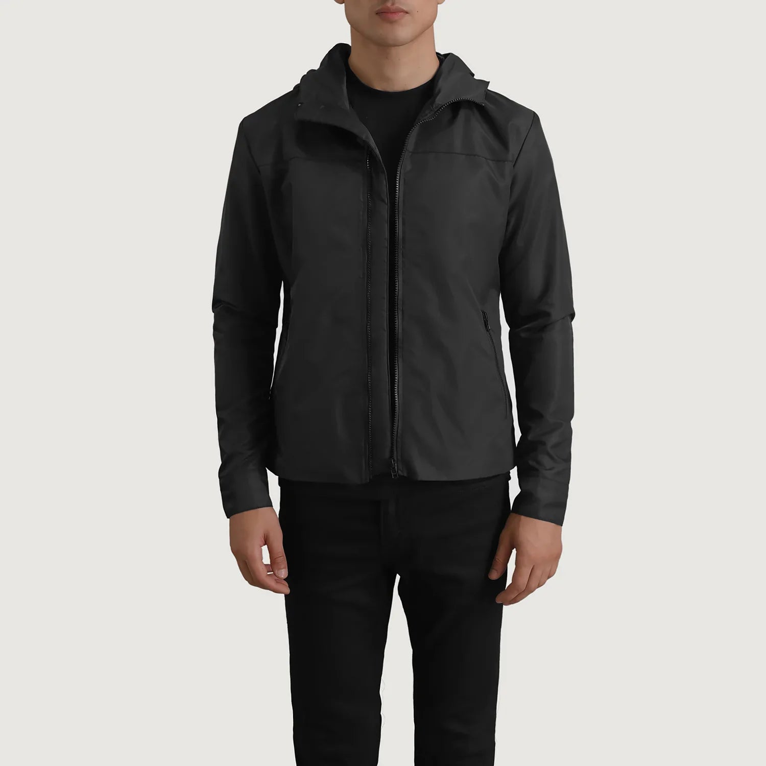 Wesley Black Hooded Windbreaker Jacket