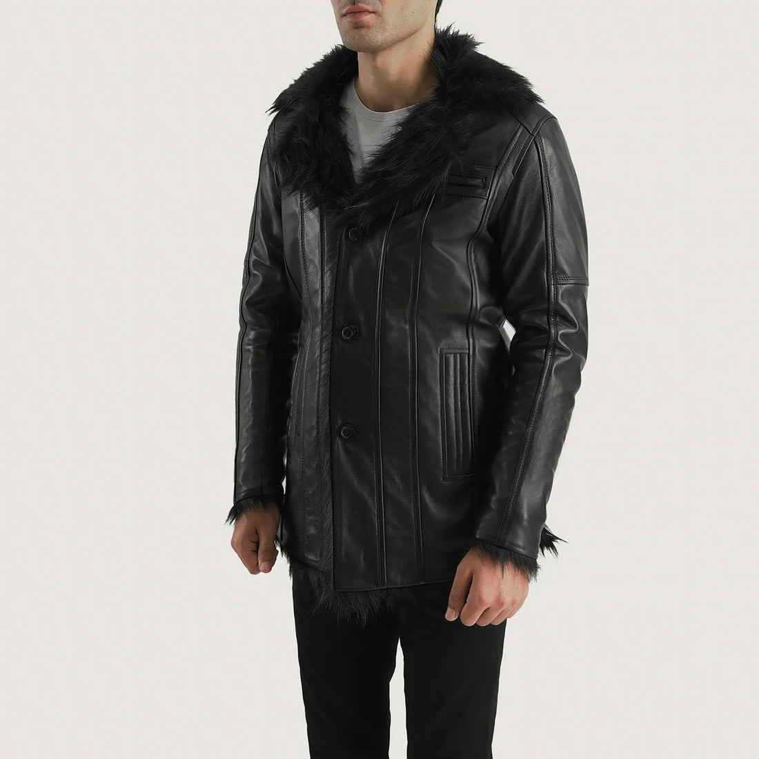 [FS] Furcliff Black Leather Coat