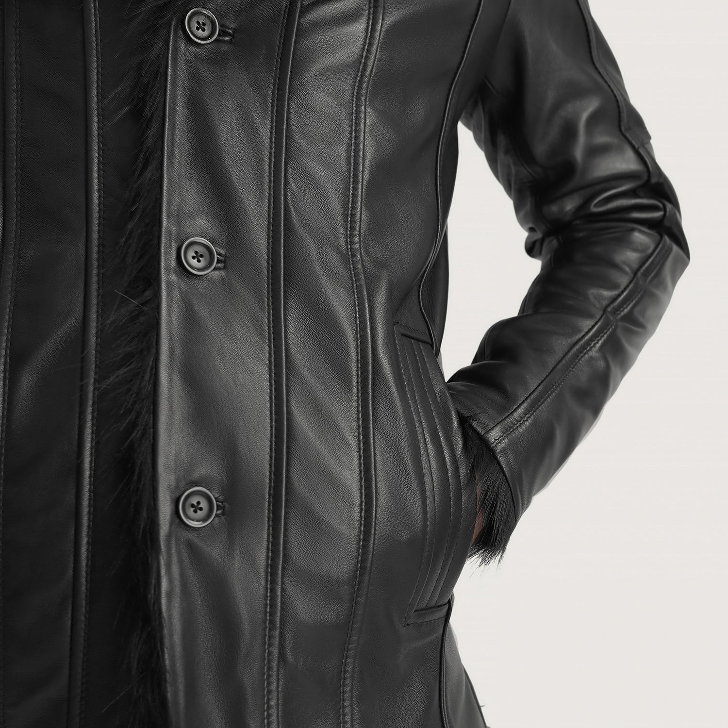 [FS] Furcliff Black Leather Coat