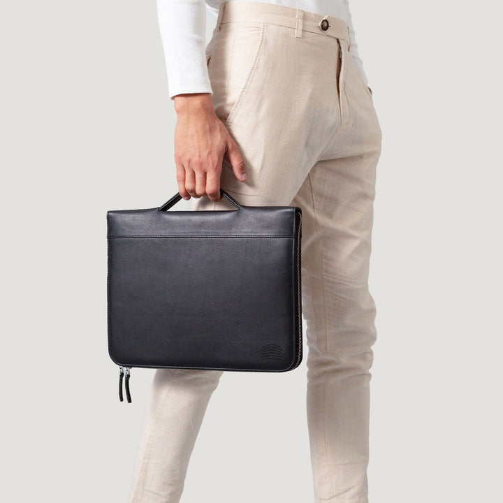 Custom Reema Maarouf Eclectic Black Leather Folio Organizer