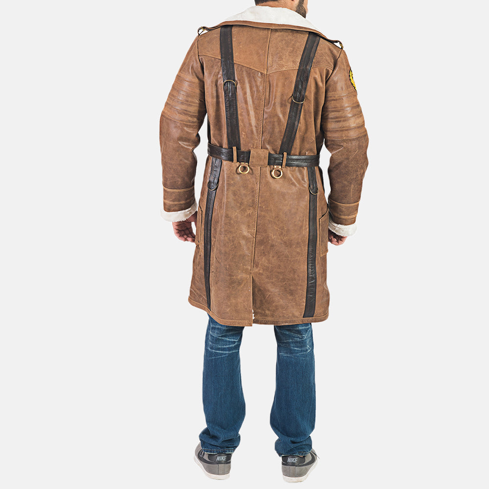 Custom Mason Brown Fur Leather Trench Coat
