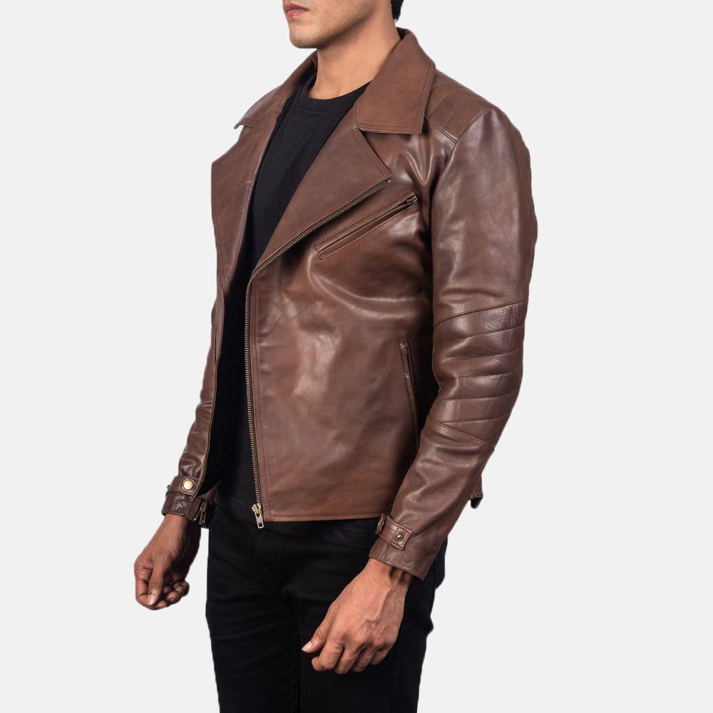 Raiden Brown Leather Biker Jacket
