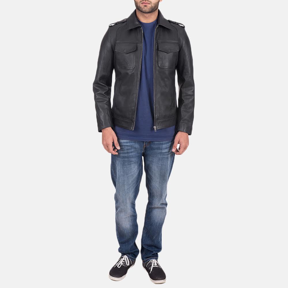 Sergeant Black Leather Jacket