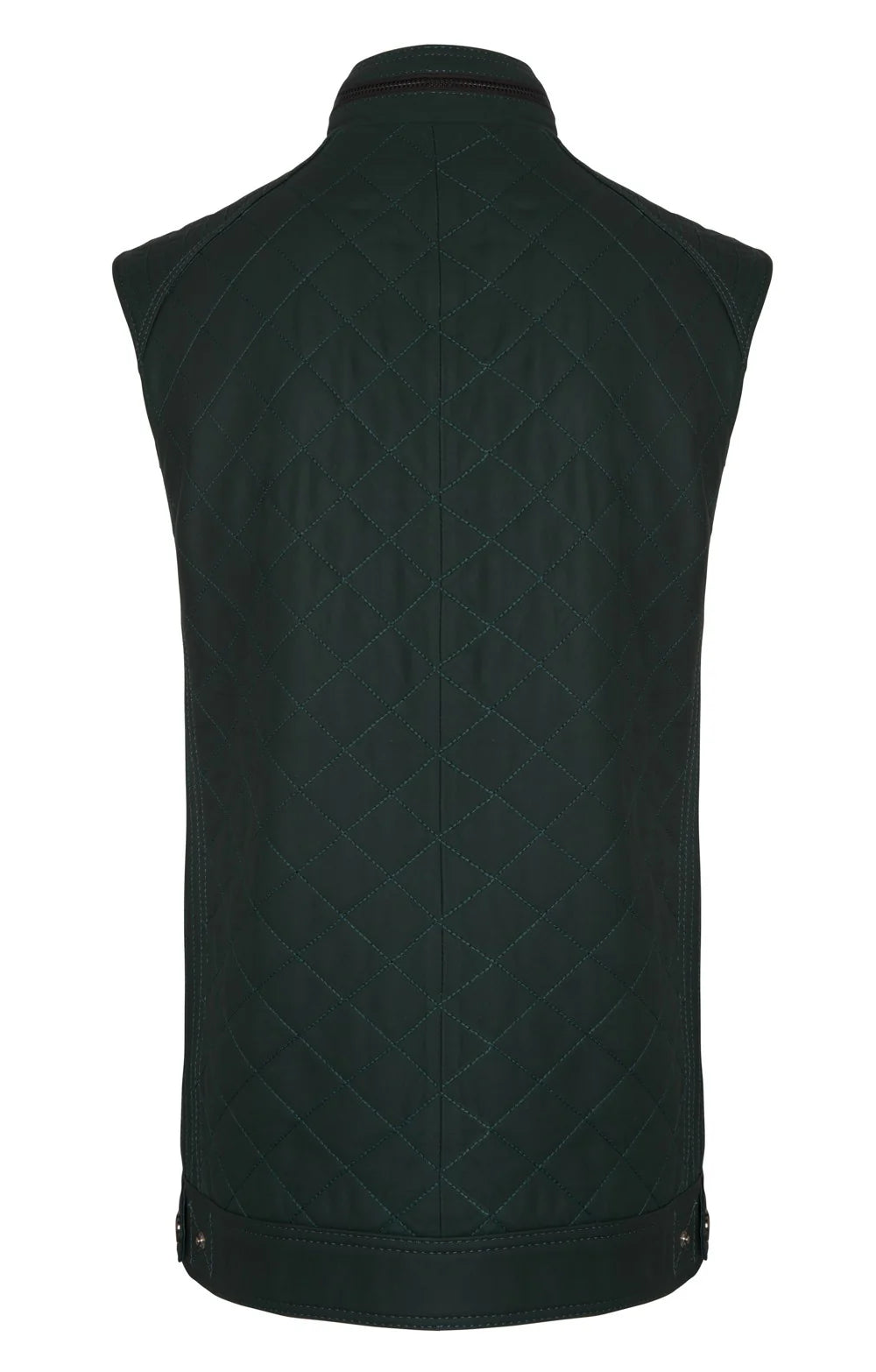 Men's Quilted Nappa Leather Waistcoat - Olive/Dark Brown