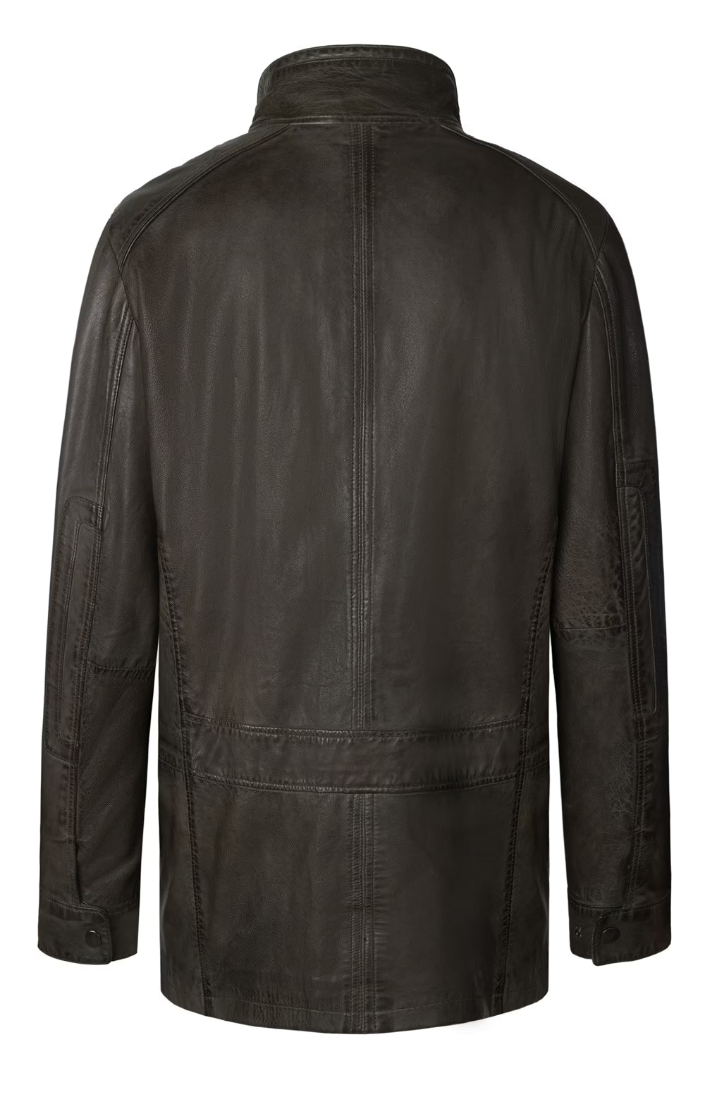 Men's Antique Finish Leather Jacket - Olive