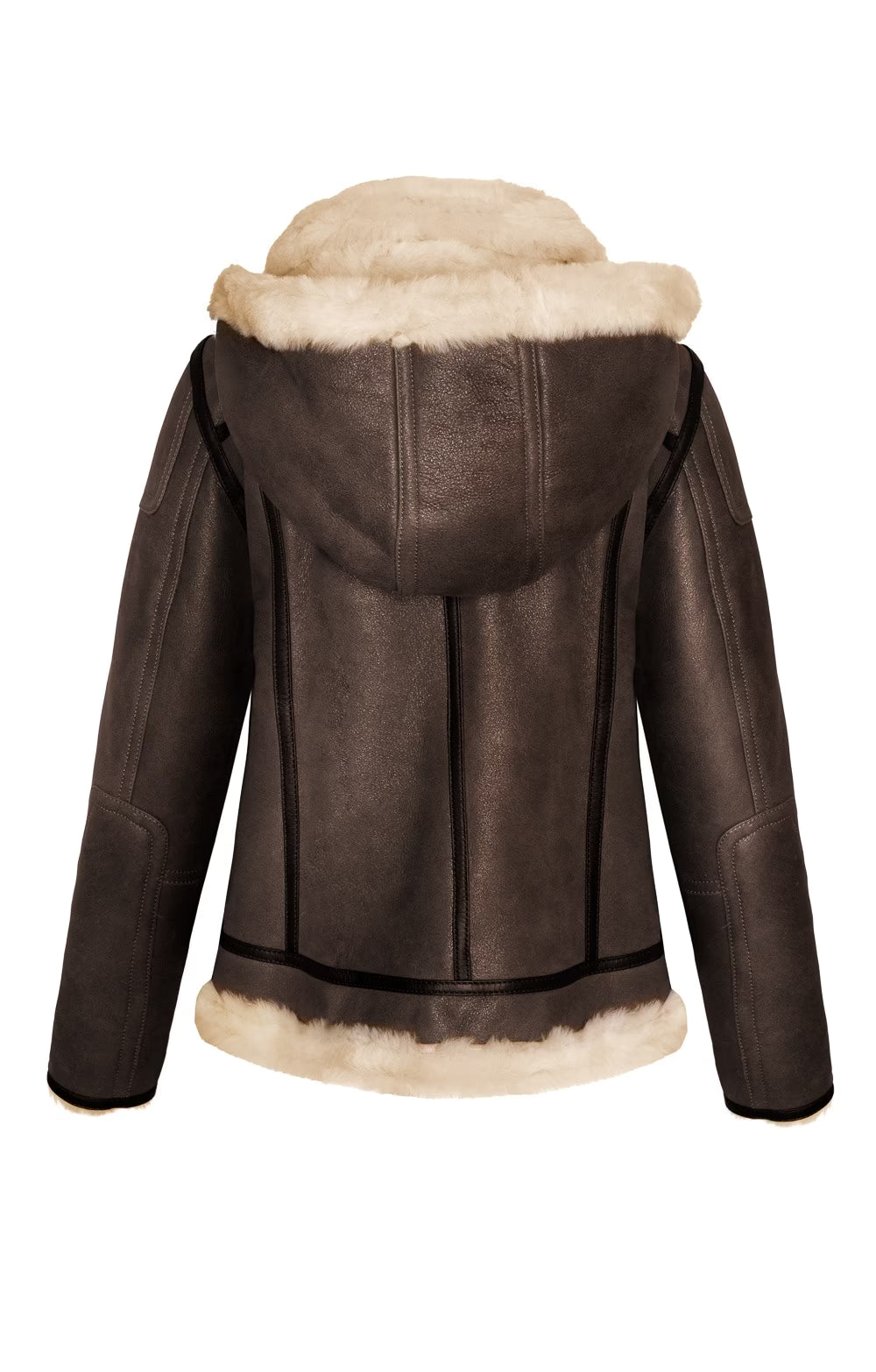 Ladies Leather Flying Jacket - Teak/Beige