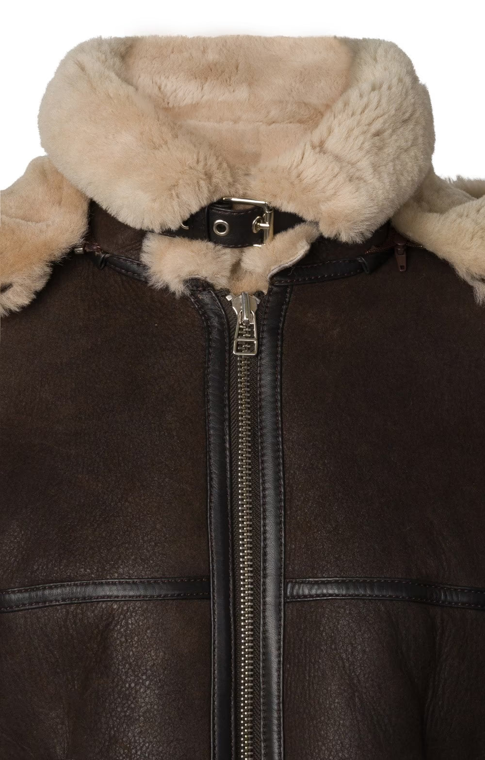 Ladies Leather Flying Jacket - Teak/Beige