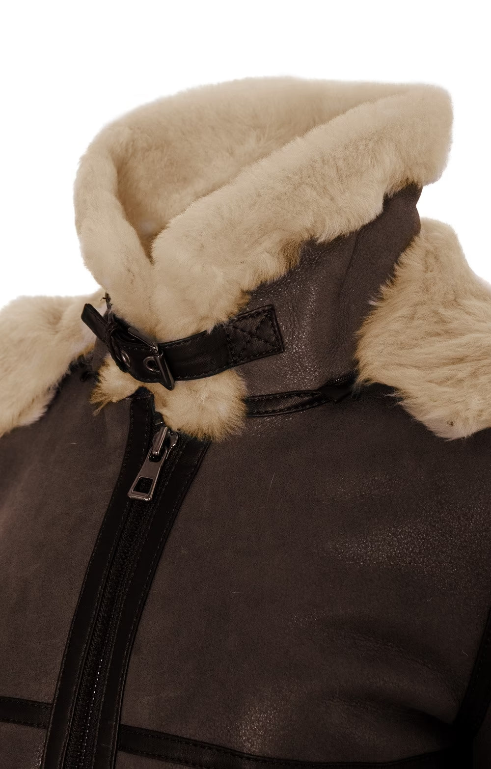 Ladies Leather Flying Jacket - Teak/Beige