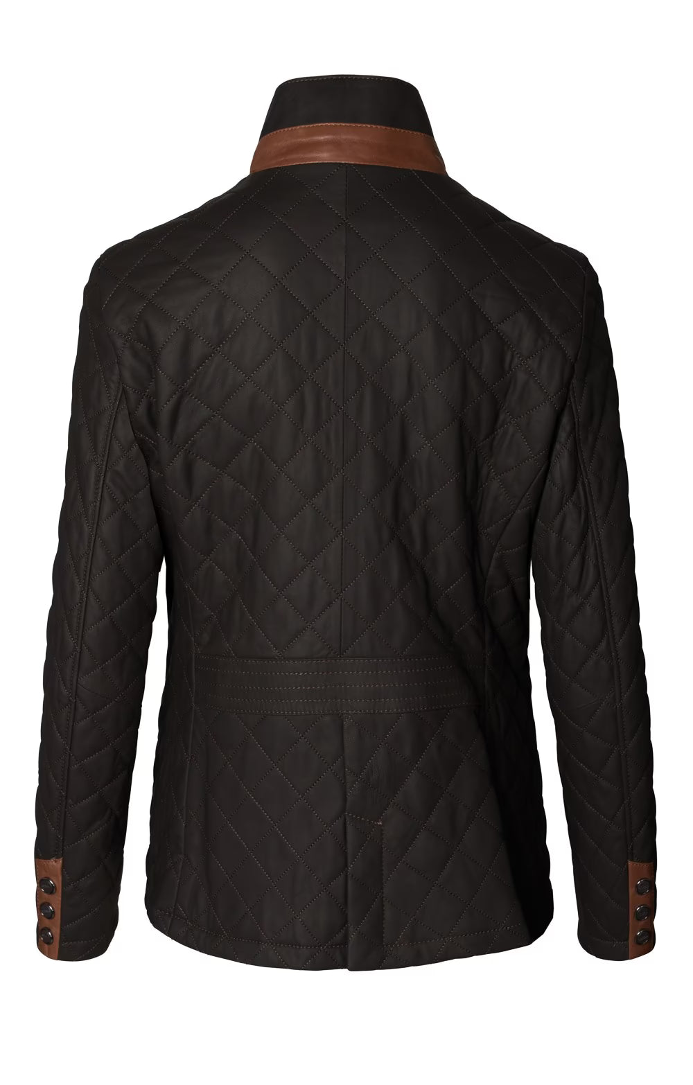 Ladies Tasia Leather Quilted Jacket - Darkbrown Cognac