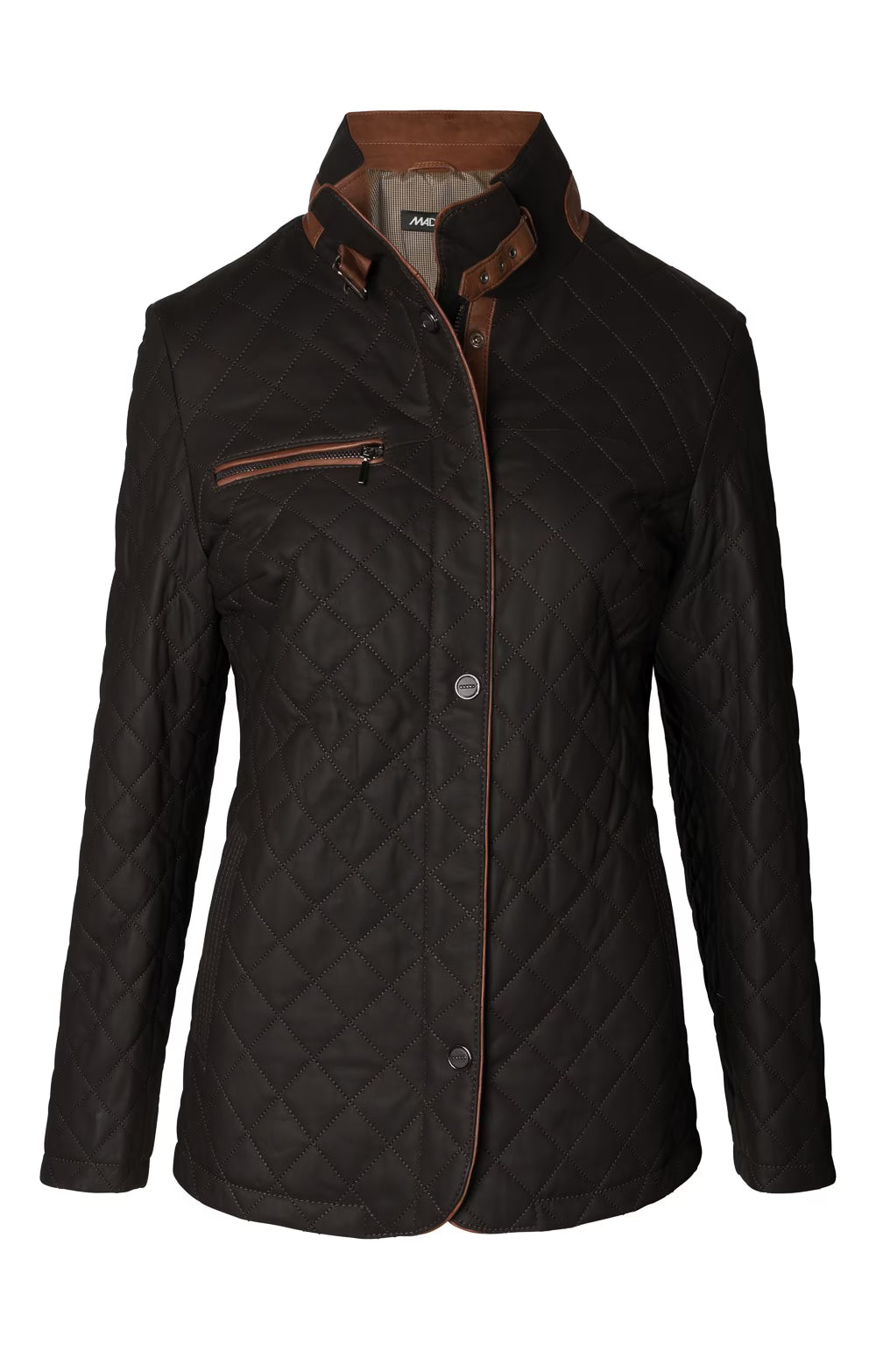 Ladies Tasia Leather Quilted Jacket - Darkbrown Cognac