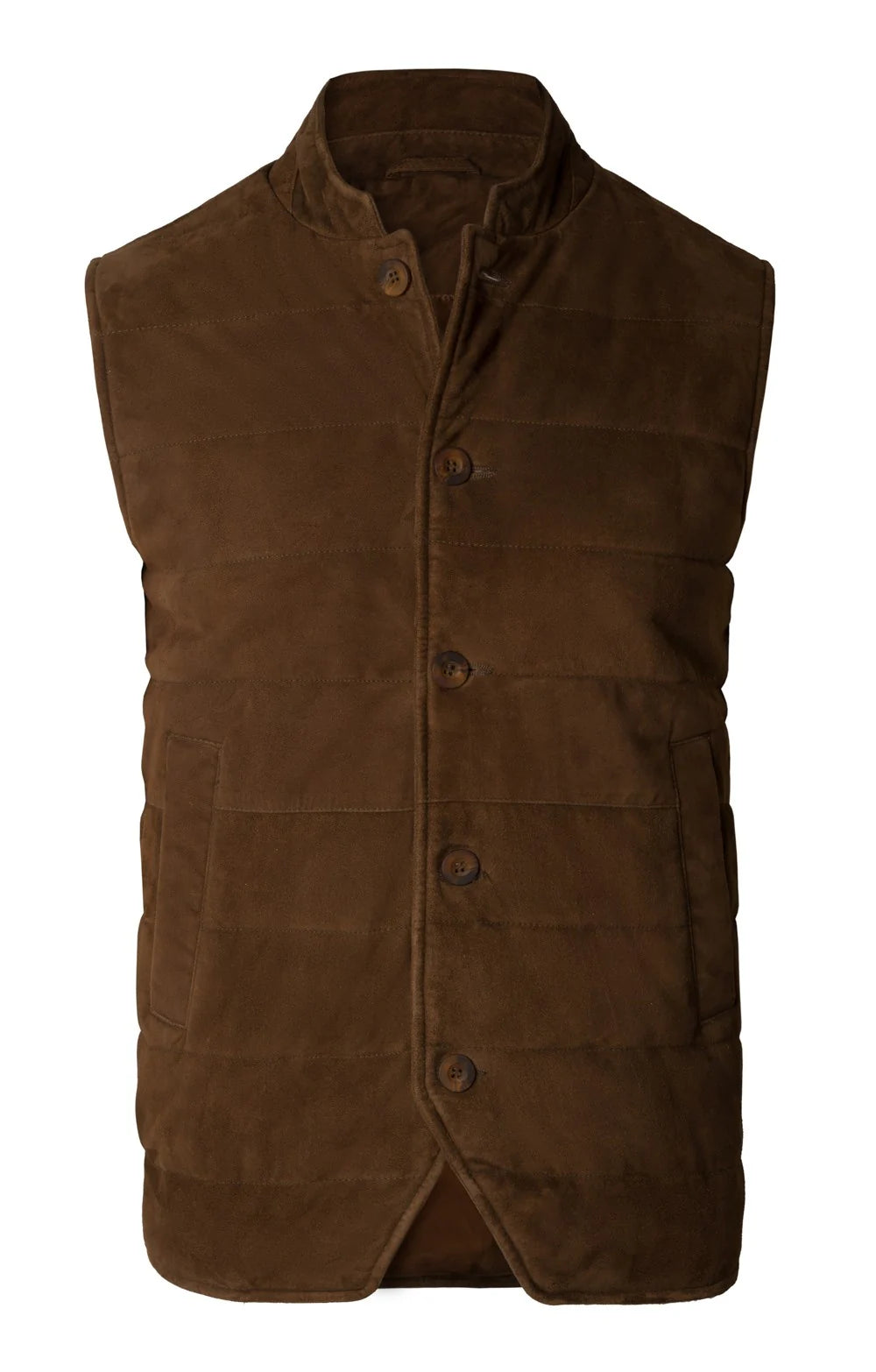 Men's Suede Quilt Waistcoat - Brown