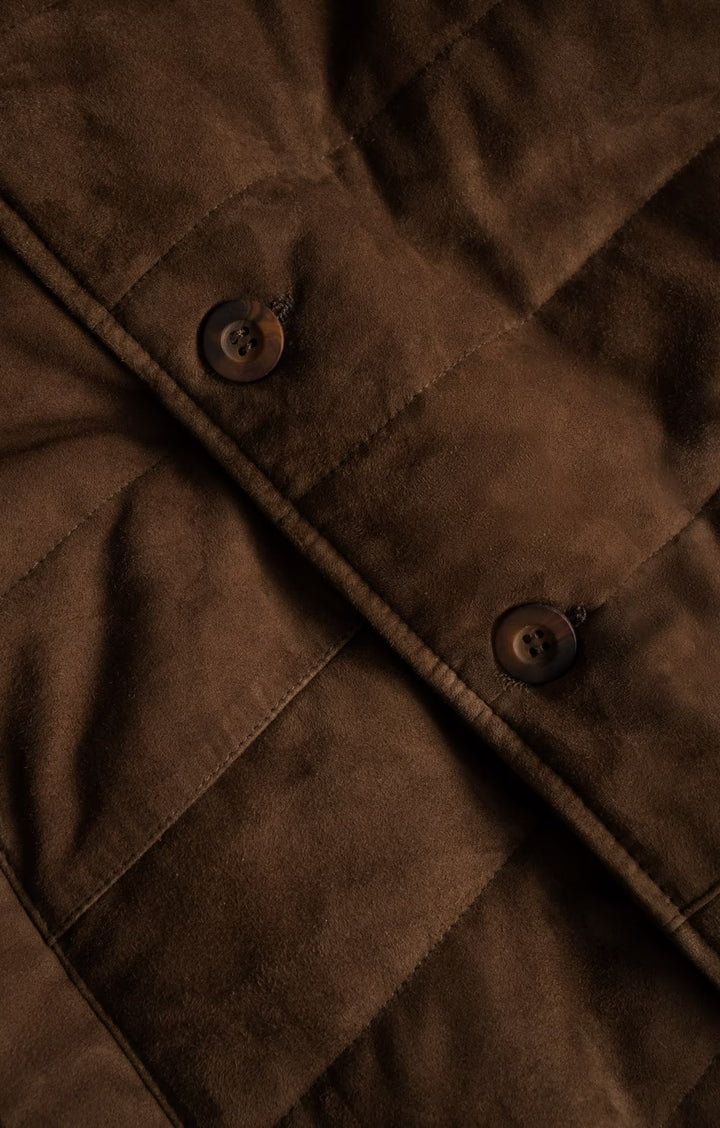 Men's Suede Quilt Waistcoat - Brown