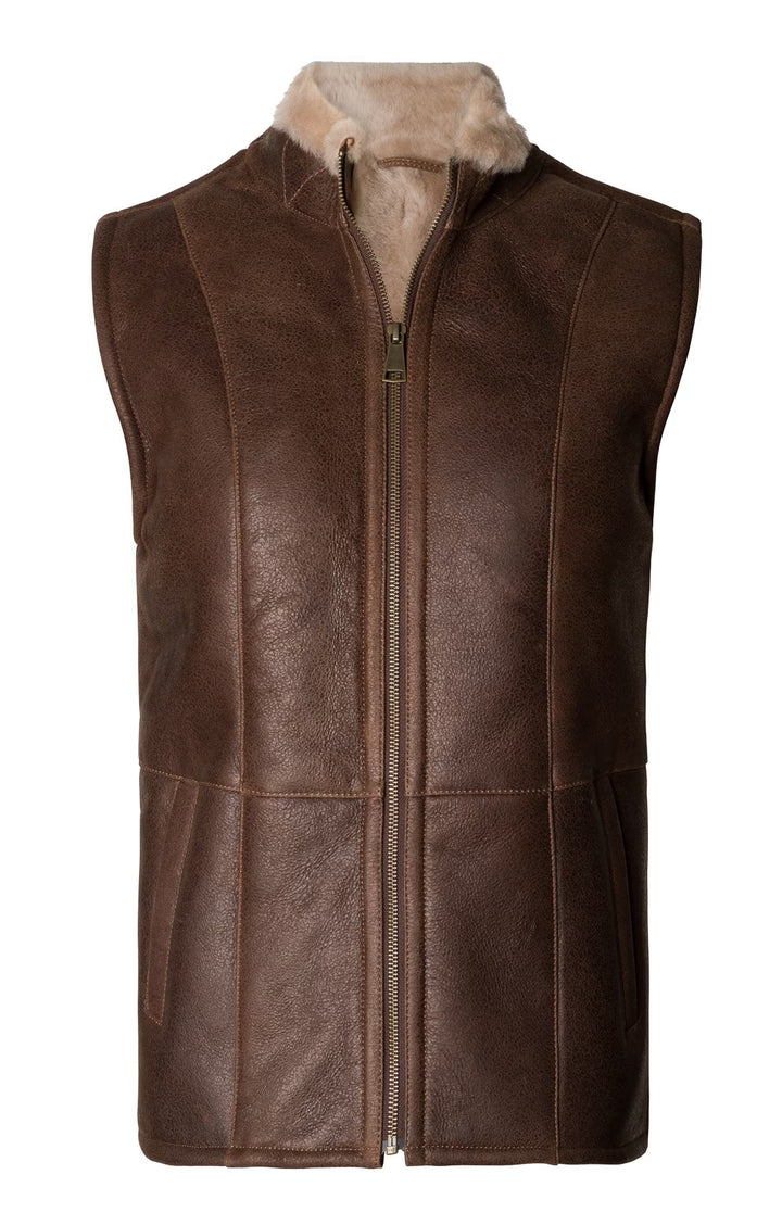 Ladies Sheepskin Leather Gilly Gilet - Chocolate Forest