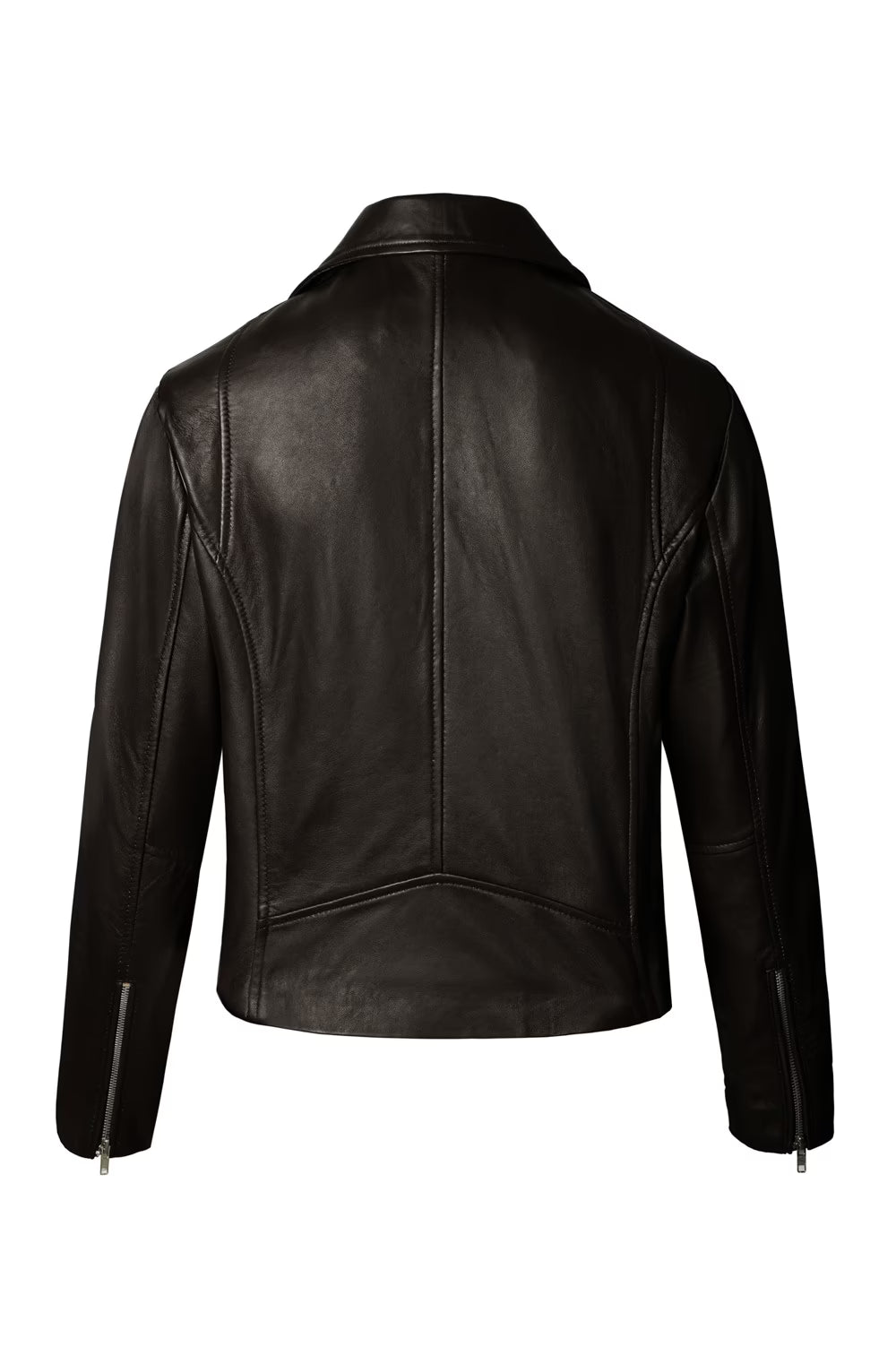 Ladies Leather Biker Jacket - Black