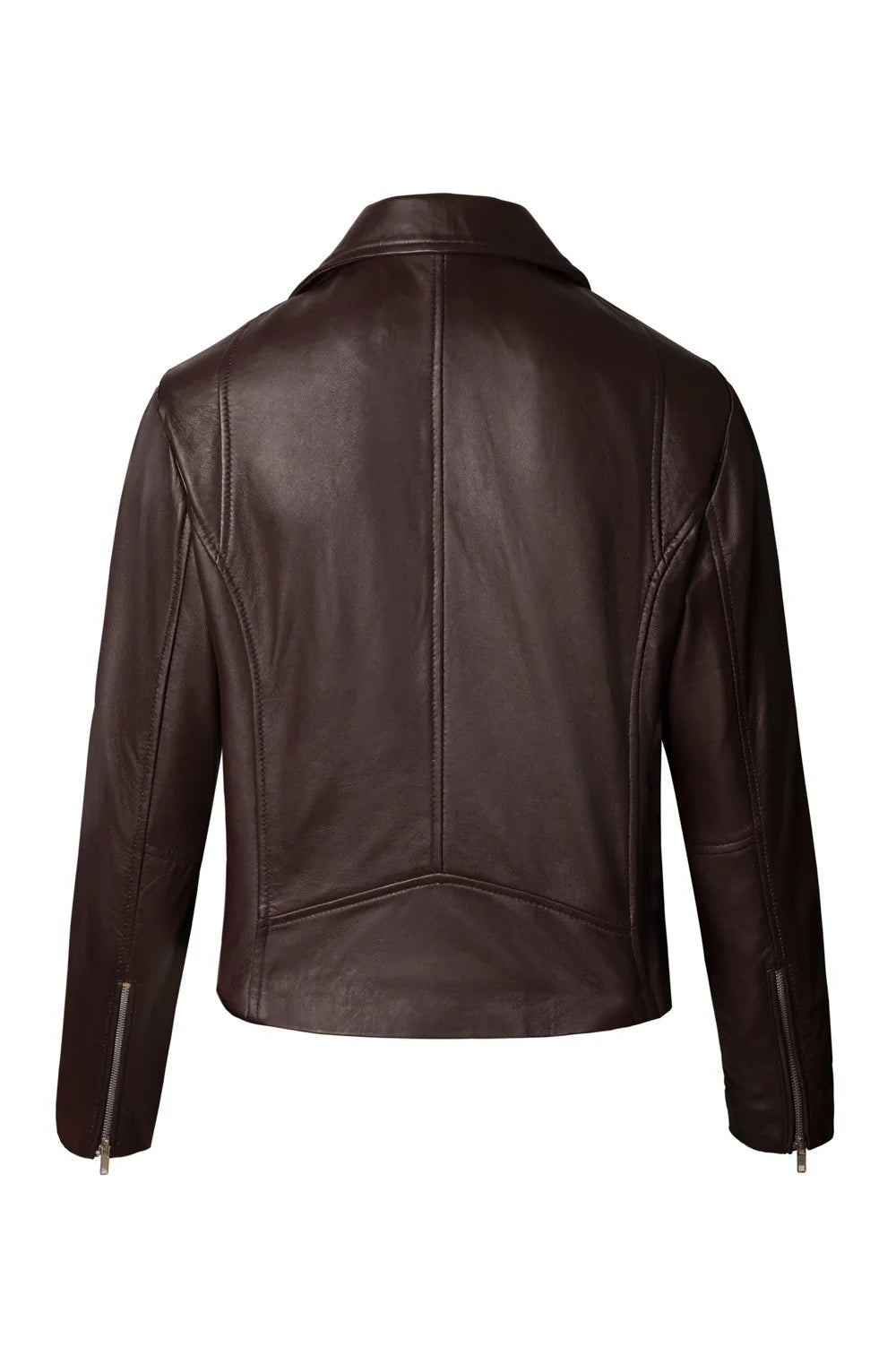 Ladies Leather Biker Jacket - Chocolate