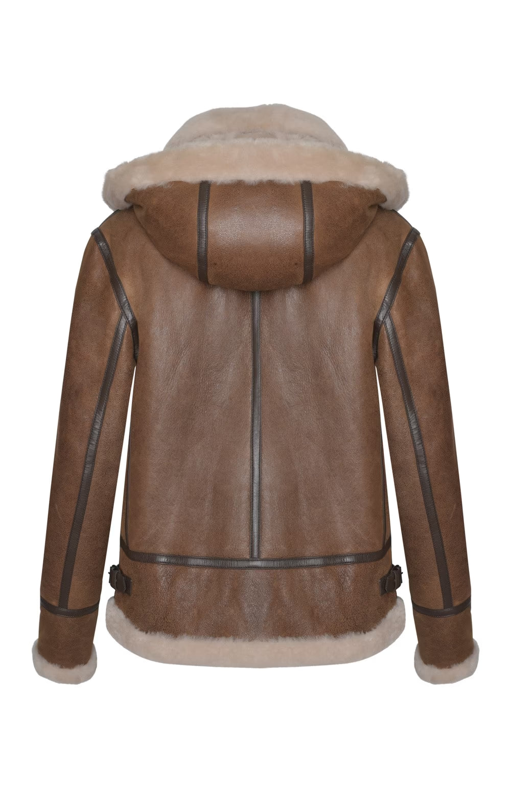 Ladies Sheepskin Detachable Hood Flying Jacket - Whisky