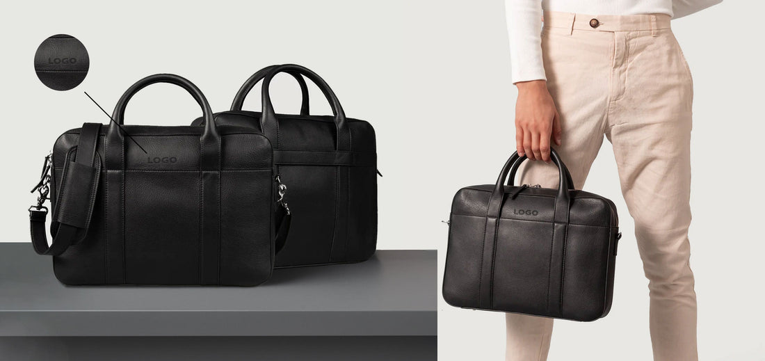 Custom Captain Midnight Blue Leather Briefcase (all colors) with custom LOGO