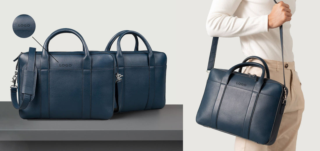 Custom Captain Midnight Blue Leather Briefcase (all colors) with custom LOGO