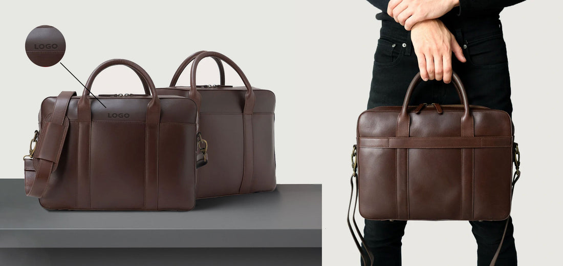 Custom Captain Midnight Blue Leather Briefcase (all colors) with custom LOGO