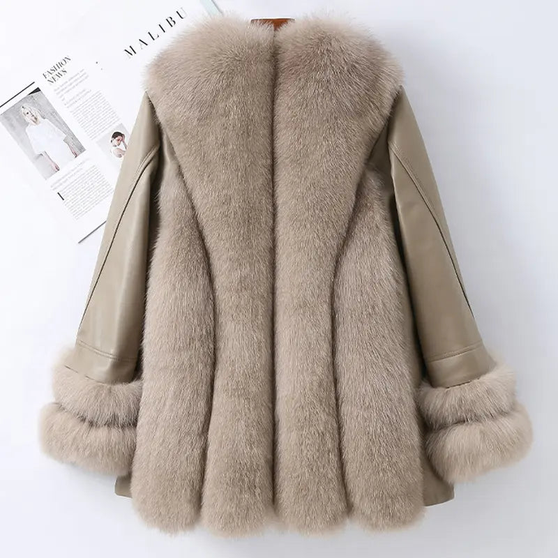Foxy Duck Down Leather Fur Coat