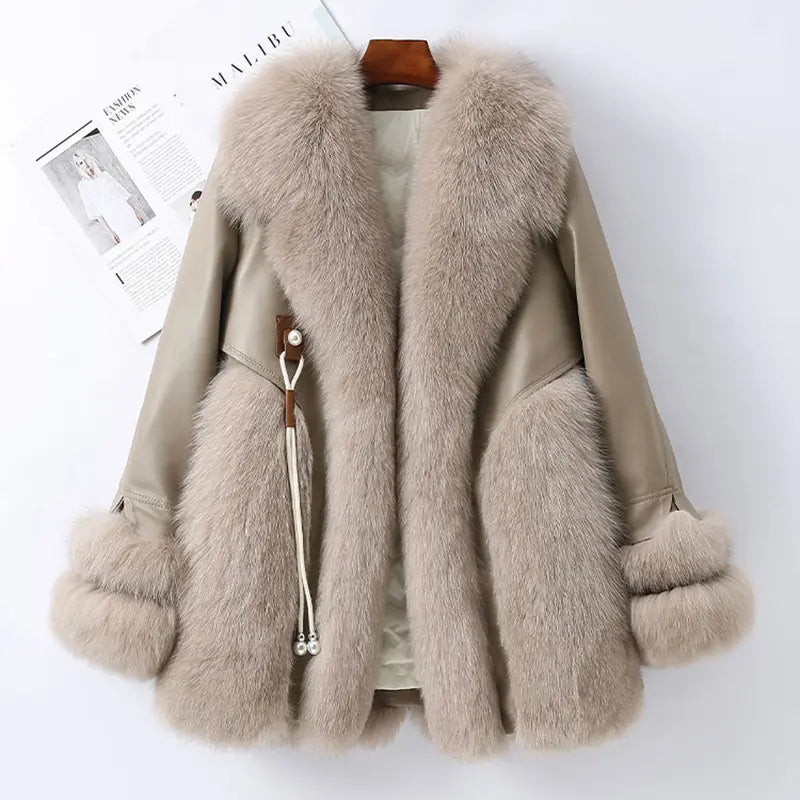 Foxy Duck Down Leather Fur Coat