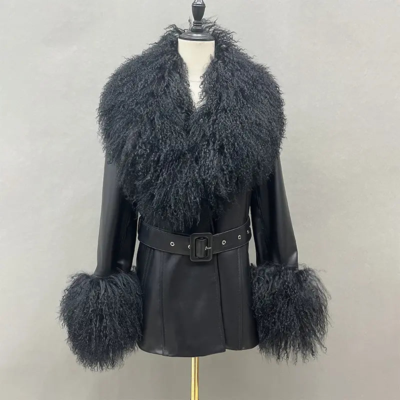Arctic Fur Black Leather Jacket