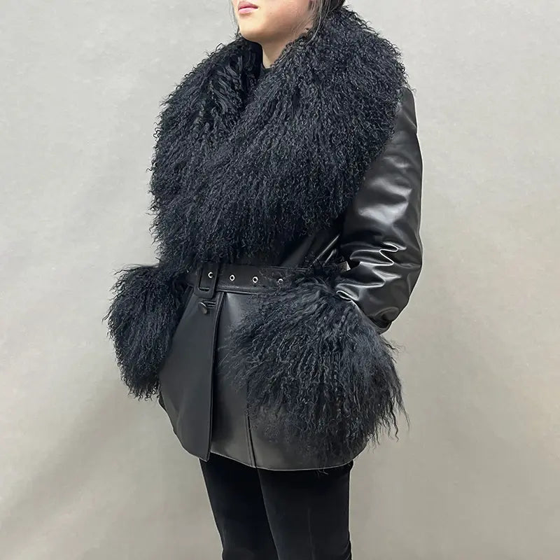 Arctic Fur Black Leather Jacket