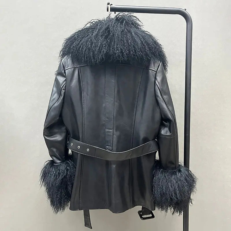 Arctic Fur Black Leather Jacket