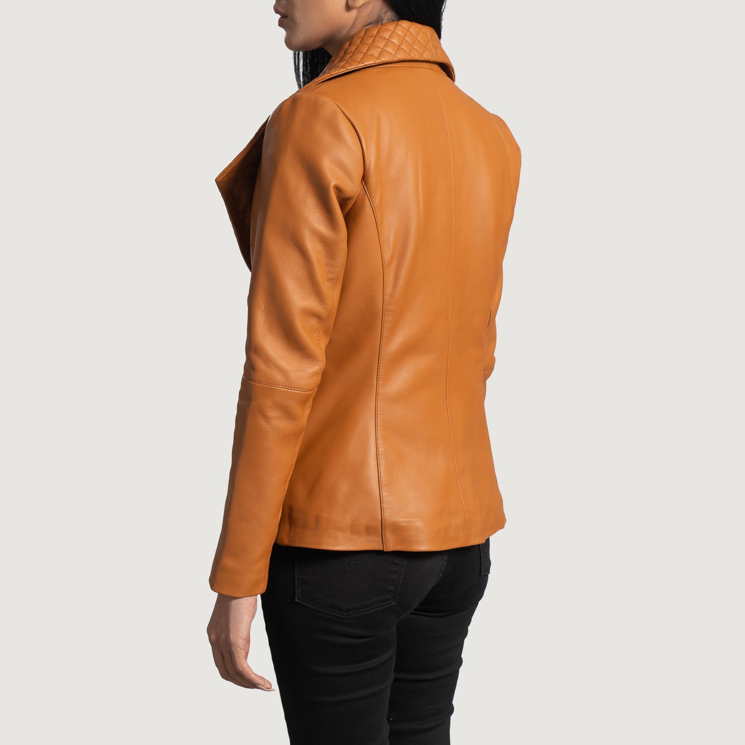 Aubrey Tan Brown Leather Blazer