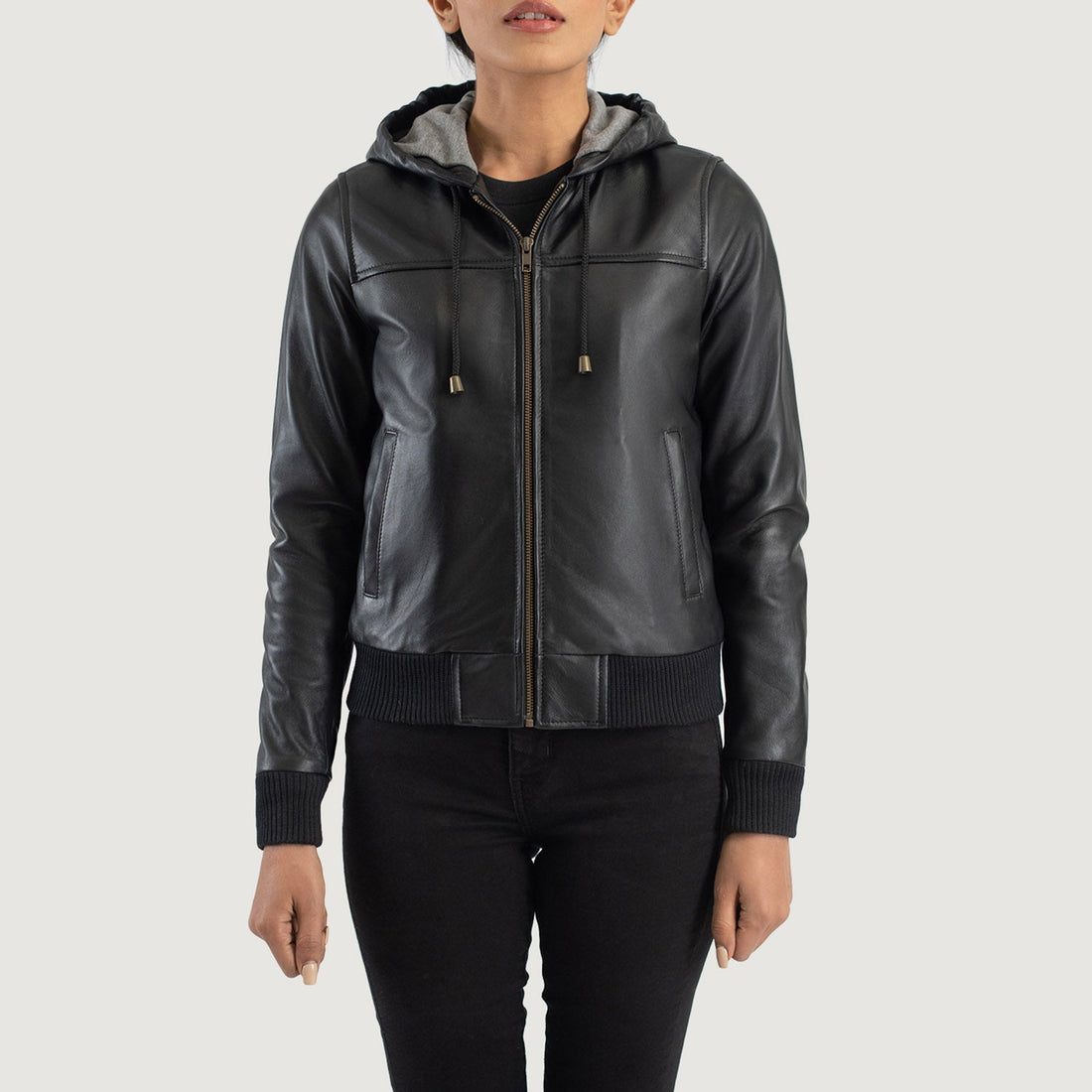 Blaze Hooded Leather Bomber Jacket