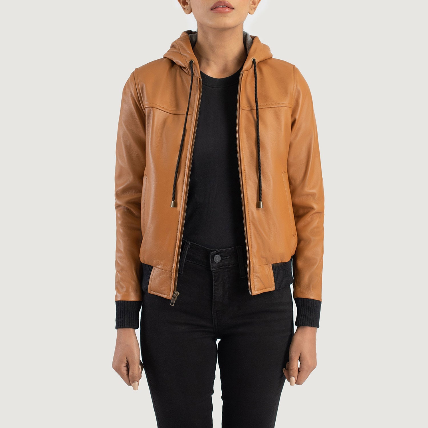 Blaze Hooded Leather Bomber Jacket