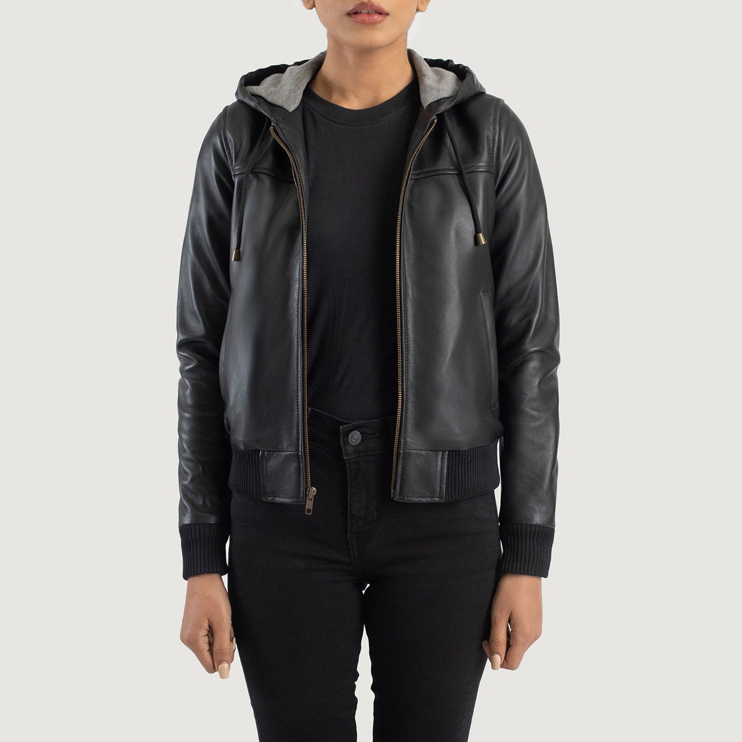 Blaze Hooded Leather Bomber Jacket