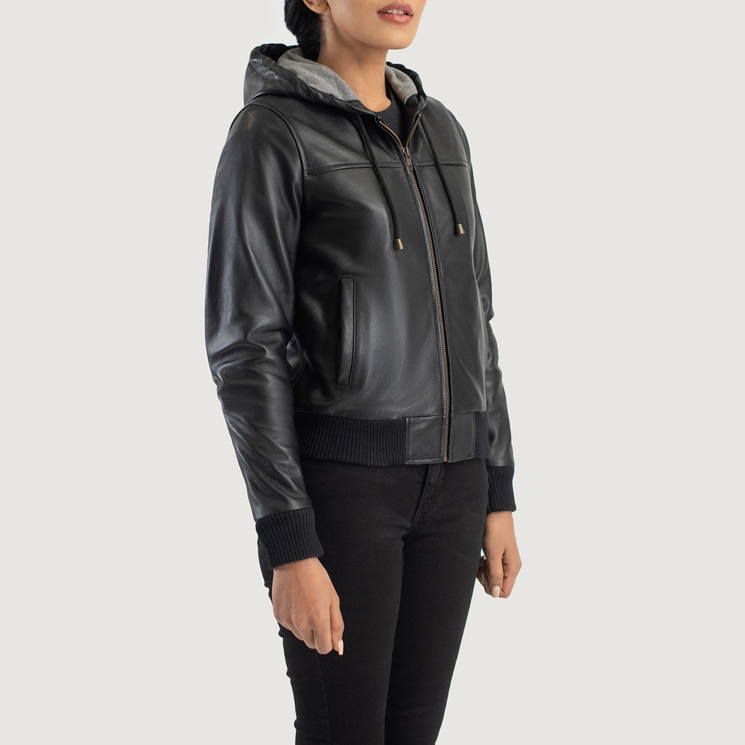 Blaze Hooded Leather Bomber Jacket