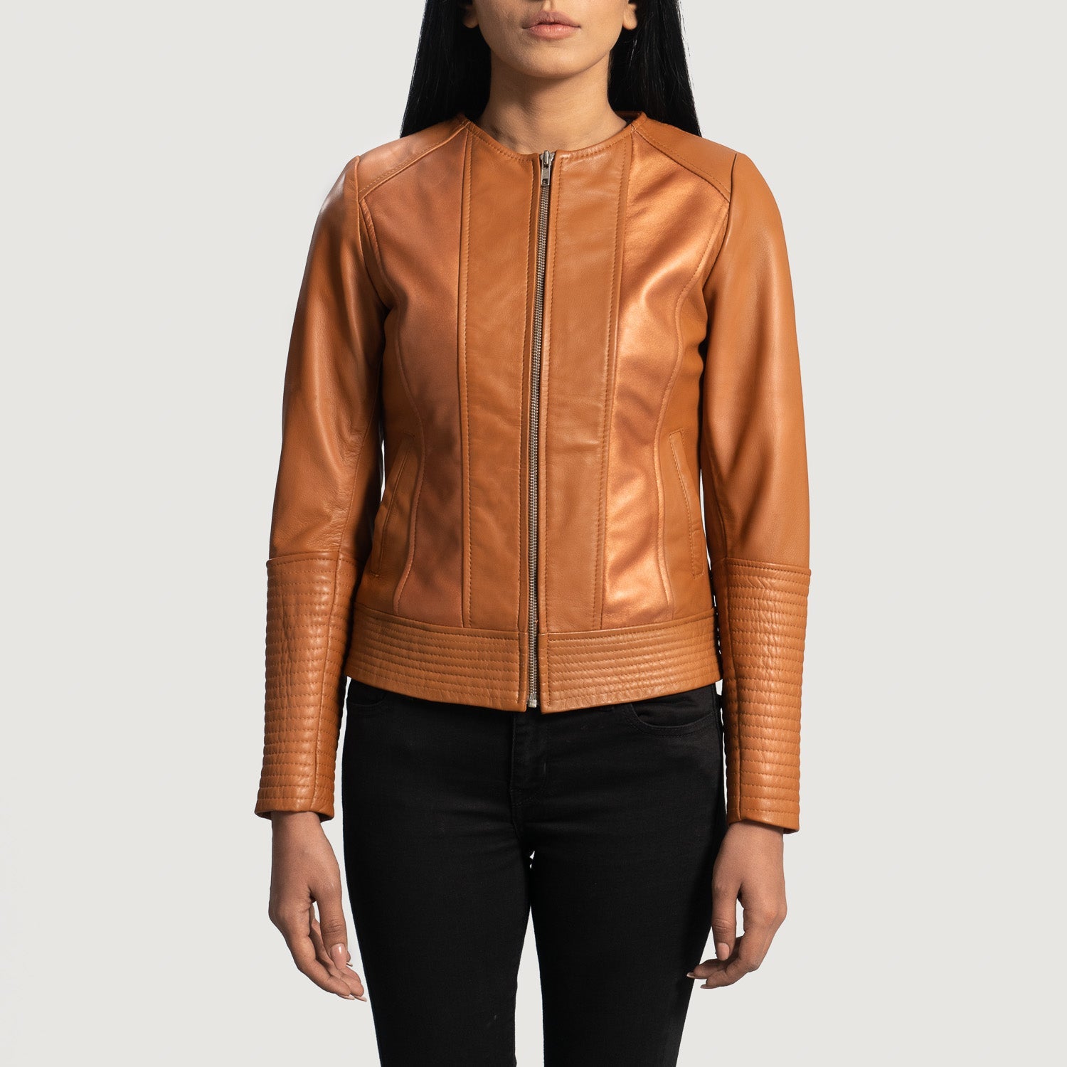 Craft Clean Tan Leather Biker Jacket