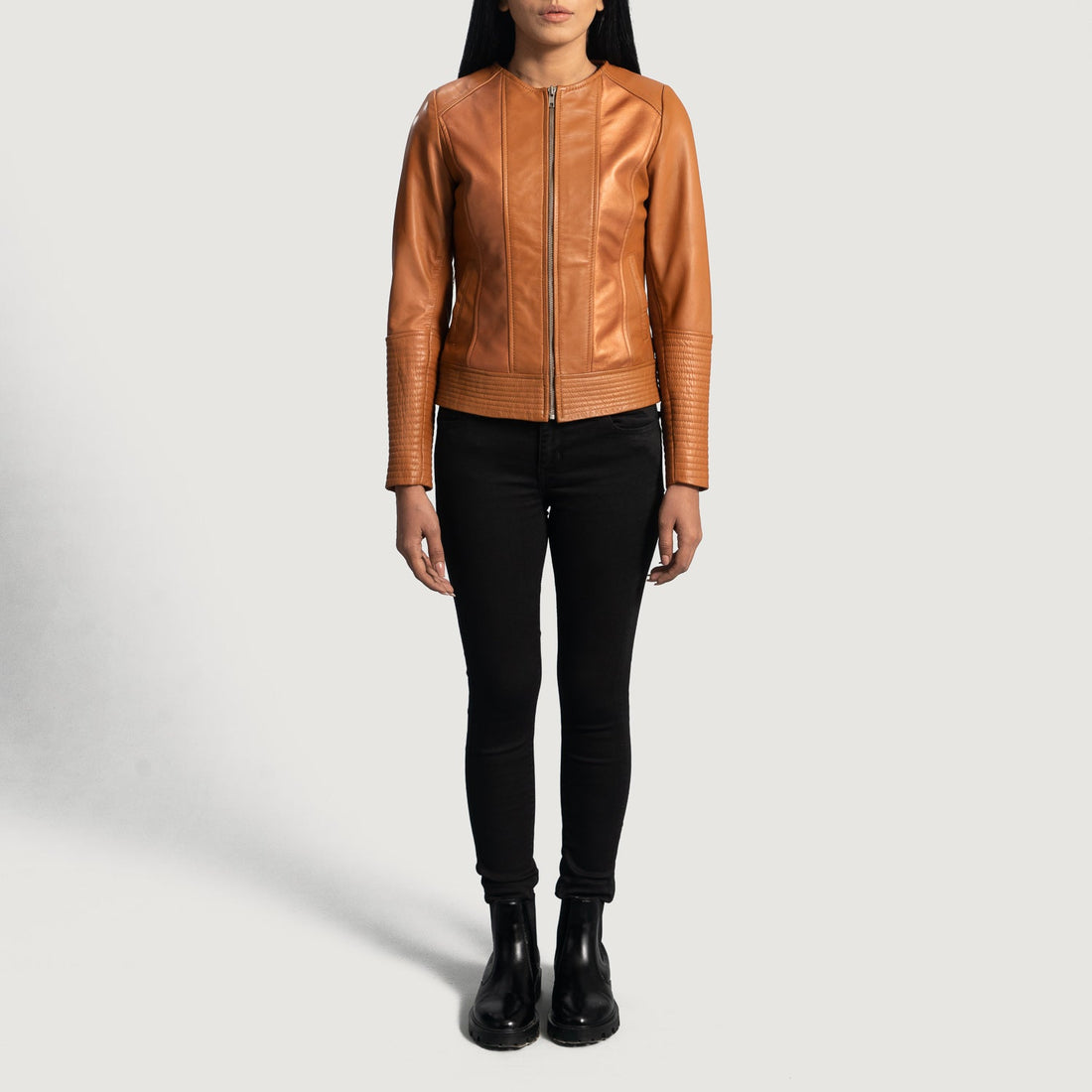 Craft Clean Tan Leather Biker Jacket