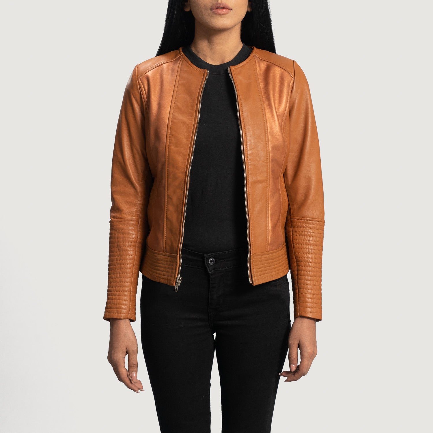 Craft Clean Tan Leather Biker Jacket