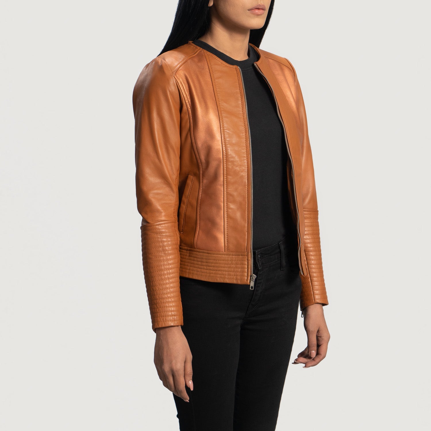 Craft Clean Tan Leather Biker Jacket