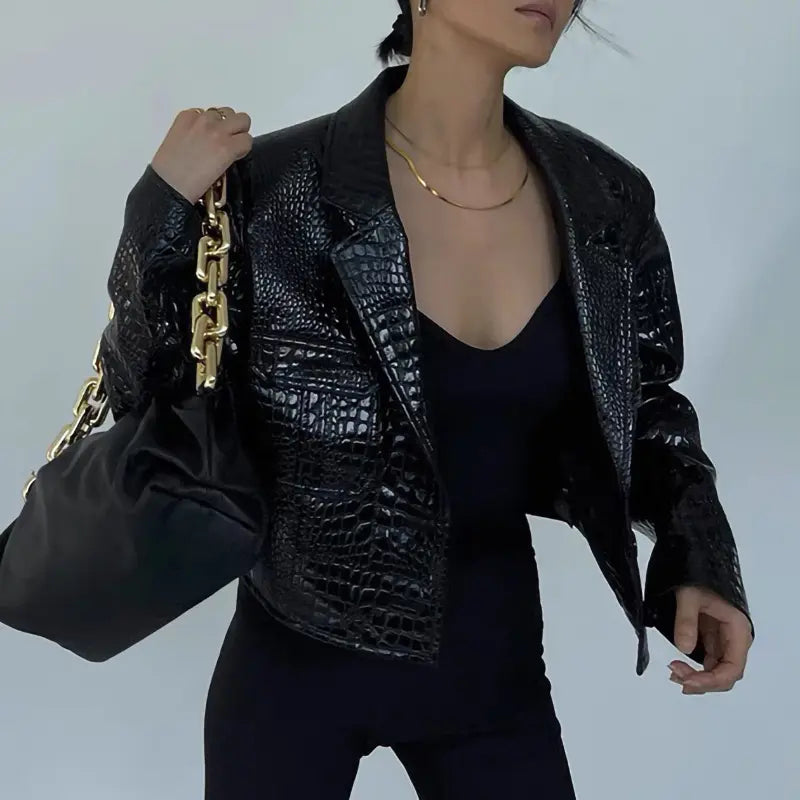 CrocTex Suit Collar Leather Jacket