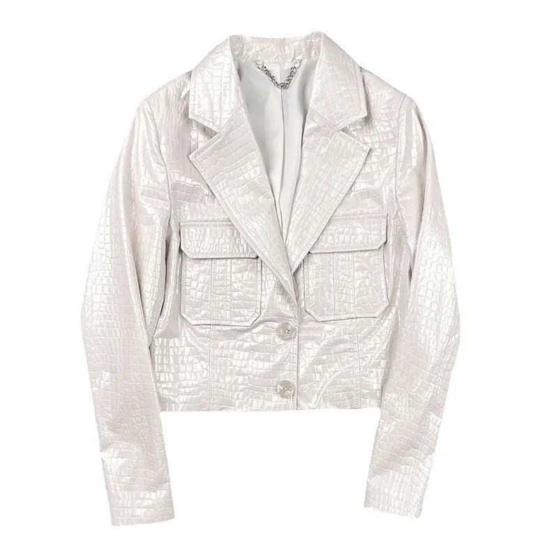 CrocTex Suit Collar Leather Jacket